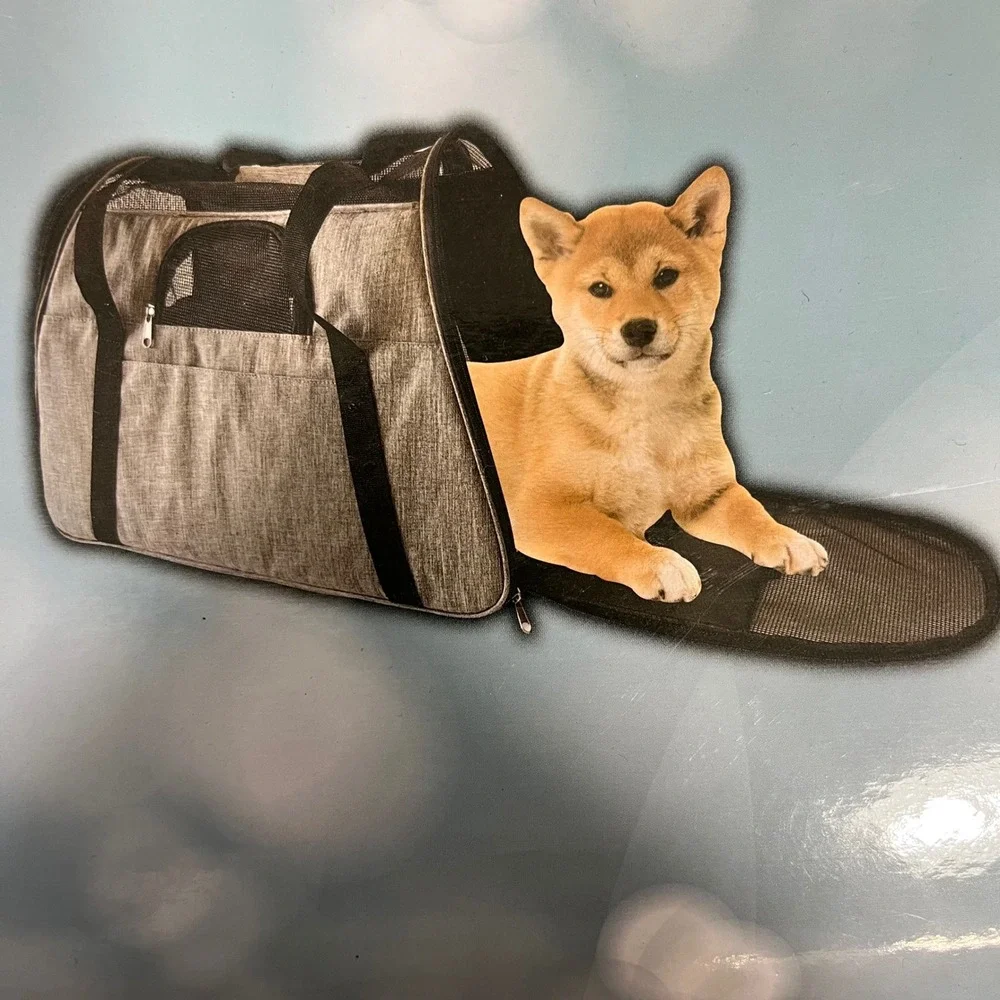 Kit'n Caboodle ToyTime Pet Carrier Gray Soft Sided Travel Bag 19x10x13 NEW